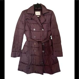 GEOX Respira Puffer Trench Coat Jacket Quilted Belted Breathable Purple Size 6